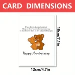 1pc, happy anniversary card, romantic wedding card, cute bear wedding card, for husband wife girlfriend boyfriend - Image 2