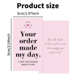 50pcs Pink Thank You Cards With'your Order Made My Day'message,Appreciation Card For Small Business Package,Retailer Thanks Note - Image 3