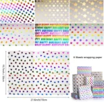 6 Sheets Birthday Wrapping Paper 50*70cm Love Star Polka Dot Christmas Gift Paper Valentine's Day Birthday Gift Wrapping Paper - Image 3