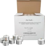 250 White Tea Light Candles in Metal Cups - 8 Hours Clean Burning, Unscented for Romantic Dinners & Weddings