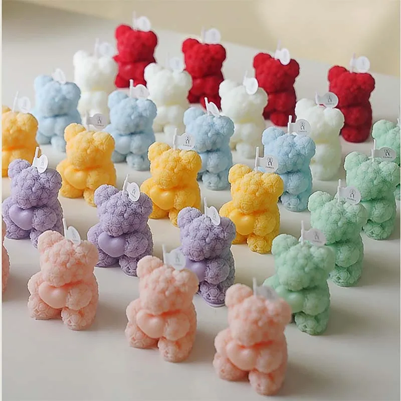 kf-S3e5c5d4343434b11a5391ed47ae1f1ceG Personalized Candles Gift Guests Aromatic Candles Romantic Rose Bear Candle for Candlelight Dinner - Image 1