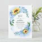 Personalized Paper Wedding Invitations Cards Customize Bridal Shower Invitation Sunflower Watercolor Wedding Invitations - Image 4