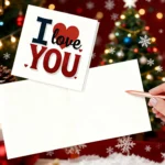 I Love You Greeting Card with Envelope (2Pcs) - White Square Card, Red Heart & Bold Typography Design, Romantic Love Card for a [Recipient] - Image 3