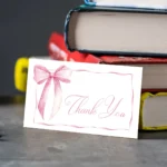 50Pcs Pink Minimalist Thank You Cards, Mini English Gift Note Cards with Blank Design for Party Favors, Gift Wrapping & Decorati - Image 2