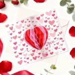 Valentine's Day Love Card Decoration Creative Romantic Heart shaped Paper Honeycomb Ball Handwritten Confession Love Letter Card - Image 4