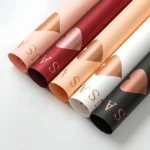 20 Sheets/Pack Gold Foil Heart Flower Wrapping Paper, Waterproof Floral Gift Packaging for Wedding, Birthday, Valentine's Day - Image 2