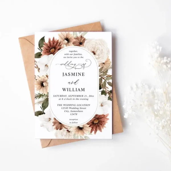 20pcs Custom Wedding Invitations Personalized, Bohemia Invitation Cards Wedding, Customizable Wedding Invitation for Country