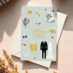 ​10Pcs Wedding Cards Elegant Golden Foil Invitations with Envelopes, Heart Stickers | Greeting Card for Bridal Shower - Image 5