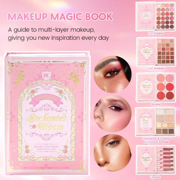 Perfect makeup set, makeup magic book, including eye shadow, lip gloss, rouge, highlight, and a complete set of makeup magicbook