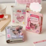 M5 Korean Pink Heart Ring Binder Detachable Portable Travel Journal for KPOP Idol Cute Small Album with Strap Diary Scrapbook - Image 6