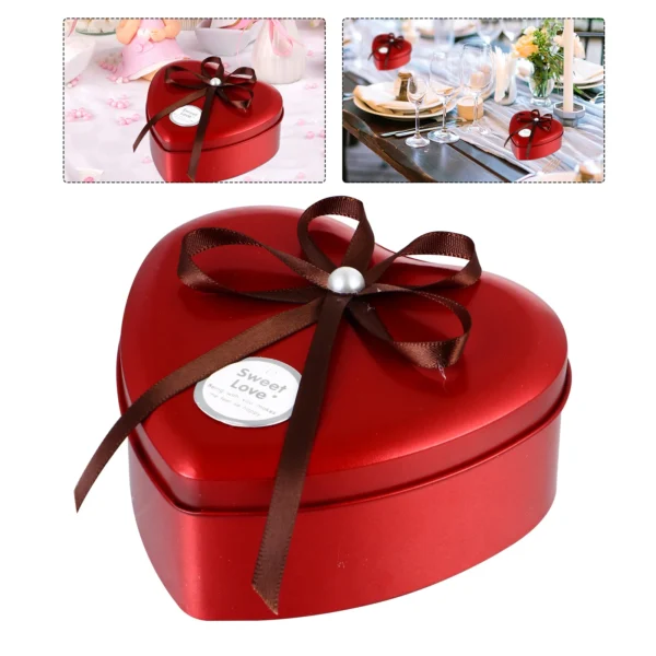 Heart Shape Candy Boxes Tinplate Gift Box For Wedding Party Favor Chocolate Containers Small Gift Holder Festive Tin Cans