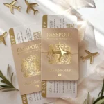 30pcs Champage Gold Foil Passport Invitation, Boading Pass RSVP, Destination Wedding, Travel Party invite Card,Custom Langauge - Image 2
