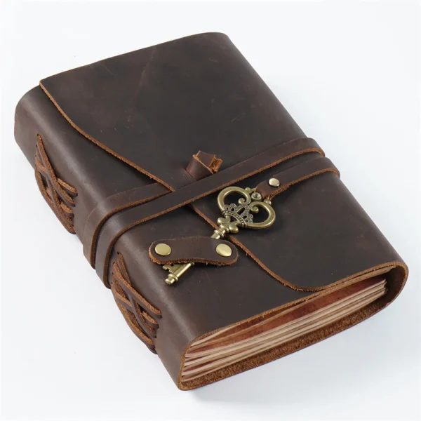 Retro Leather Joural Magic Diary Handmade Notebook With Key Travel Book Blank Paper 300 Pages Couple Gifts