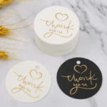 50Pcs 4.5X4.5cm Gold Foil Heart Round Thank You Tag Packing Decoration Boxes Card for Small Business Gift Wrapping Hang Lables - Image 6