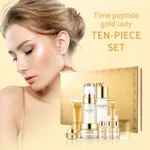 Oupe Time Peptide Gold Noblewoman Ten-Piece Set Hydrating and Moisturizing Skincare Kit Nourishing and Repairing Cosmetics Brightens Skin Tone Nourishes Skin Unisex Suitable for Sensitive Skin Deep Hydration Gift Box Essential for Autumn and Winter Facial Care Set Moisturizing and Nourishing Skincare - Image 2
