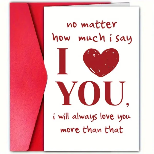 Romantic "I Love You" Greeting Card Valentine's Day Anniversary Love Card with Envelope for Boyfriend Girlfriend Couple Gift