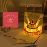 Musical 3D Pop-Up Birthday Greeting Card - LED Light-Up Cake Design, Auto-Play Music, Ideal Gift for Mom, Wife, Siblings & Frien - Image 5