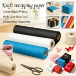 1 Roll Black Kraft Paper for Gift Wrapping & Crafts, Eco-Friendlys Recycled Cardstock for Origami, Scrapbook, Packaging