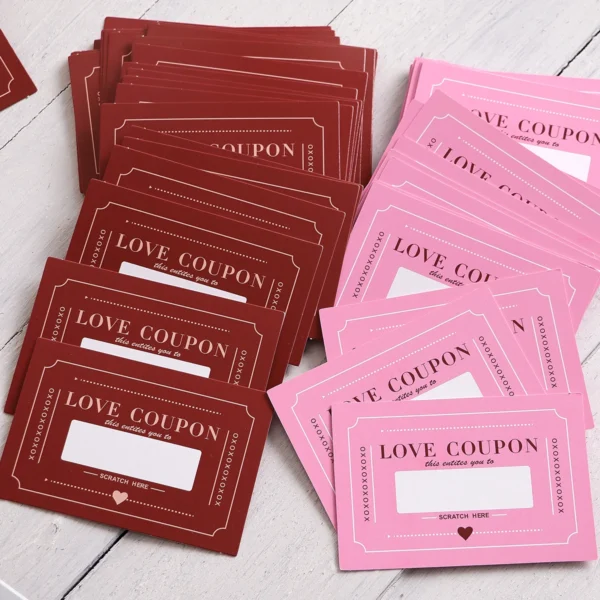 10Pcs/20Pcs Scratch-Off Love Coupons Couple Scratch Off Cards Valentine's Day Wedding Anniversary Creative Gifts
