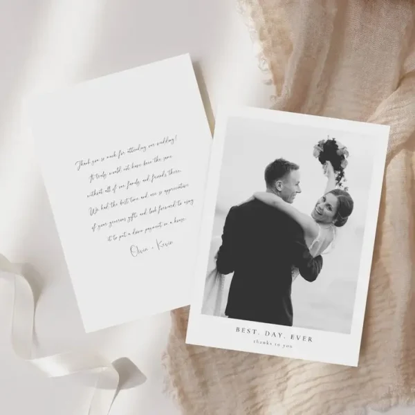 Custom Photo Wedding Invitation Personalized Elegant Chic Thank You Card Save The Date Postcard Print Design Text Logo Gift