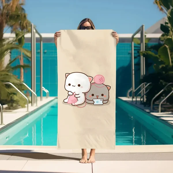 Peach Mochi Cat Towel Bath For Home Quick Drying Towels Bathroom Accessories Spa Personal Care Sauna Large Beach Gym Set Sports