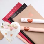 20 Sheets/Pack Gold Foil Heart Flower Wrapping Paper, Waterproof Floral Gift Packaging for Wedding, Birthday, Valentine's Day - Image 3