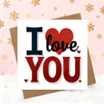 I Love You Greeting Card with Envelope (2Pcs) - White Square Card, Red Heart & Bold Typography Design, Romantic Love Card for a [Recipient] - Image 4