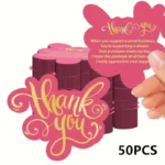 50pcs Thank You Cards For Small Businesses Owners, Pink Mini Business Thank You Cards, for Online Retailers with Insert Notes - Image 6