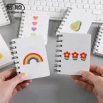 A7 Pocket Book Notebooks Small Flower Love Small Cute Side Flip Coil Book Student Mini Portable Flip Notepad - Image 2