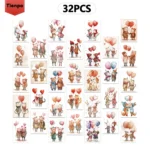 32pcs Healing Watercolor Animal Postcards, Romantic Valentine's Day Cards, Express Love, Bedroom Decor, High-Quality Printing - Image 3