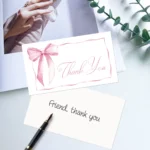 50Pcs Pink Minimalist Thank You Cards, Mini English Gift Note Cards with Blank Design for Party Favors, Gift Wrapping & Decorati - Image 3