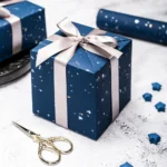 1roll Gift Wrapping Paper Navy Blue Gold Foil Gift Wrapping Paper Gift Paper Suitable for Birthdays and Festivals DIY Gift - Image 5