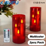 3IN1 LED Electronic Candle Tea Light Multicolors LED Candle With IR Remote Flickering Lamp Acrylic Candles for Christmas Wedding