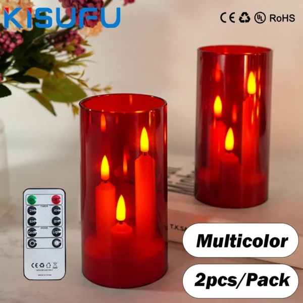 3IN1 LED Electronic Candle Tea Light Multicolors LED Candle With IR Remote Flickering Lamp Acrylic Candles for Christmas Wedding