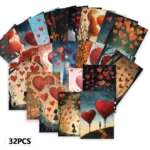 32pcs Valentine's Day Postcards, Romantic Love Theme, Indoor Bedroom Decor,Wall Stickers, Message Cards, Greeting Cards, Poster - Image 4