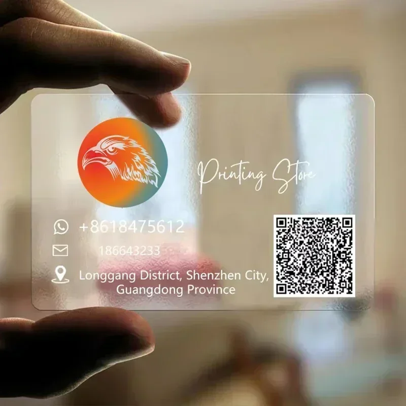 kf-S7aa2762fe385422a81885ee1fd931e3aC 100/200/500 PCS Transparent PVC Business Card Colorful Printing Personalized LOGO Text Thank You Card Free DESIGN 0.38mm - Image 1