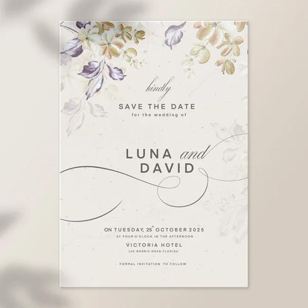 Personalized Wedding Invitation Card Custom 20-100pcs Bride & Groom Photo Floral Save the Date Wedding Editable Shower Cards