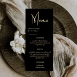 10/30pcs Personalized Wedding Menu 99x223mm Gold Foil Text Black Table Menu Card Customizable Wedding Menu Card - Image 3