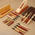 Custom LOGO Bamboo Wooden Signature Ballpoint Pen Laser Personalize Company Name Maple Beech Wood Business Graduation Box Gift