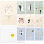 ​10Pcs Wedding Cards Elegant Golden Foil Invitations with Envelopes, Heart Stickers | Greeting Card for Bridal Shower