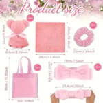 20 Spa Gift Set -5 Polyester Large Bags, 5 Headbands, 5 Hair Rings, 5 Bear Shaped Fabrics - Perfect for Bridal Showers, Singles' - Image 3