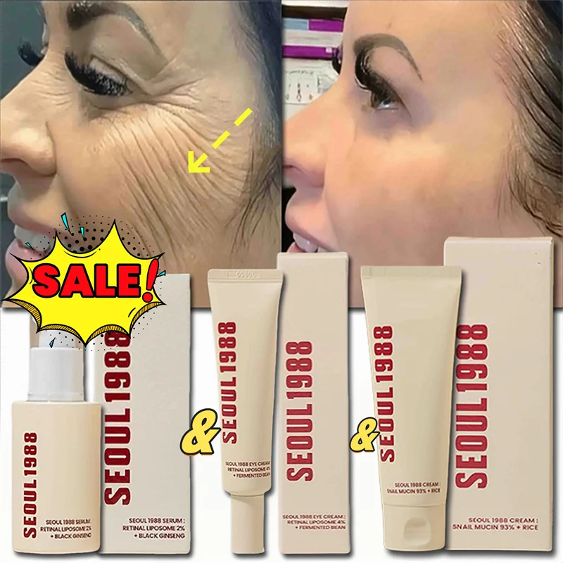 kf-S8206b35c3cee4d2d9ac382293768e84eN Soothing Moisturizing Improve Brightening Facial Snail Mucin Rice Cream 4% Retinol Serum Eye Cream Seoul 1988 Korea Skincare Set - Image 1