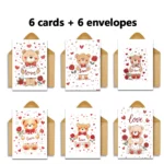 12Pcs Romantic Valentine's Day Card Invitation Card Love Letter Anniversary Blessing Heart Shaped Rose Pattern Card - Image 6