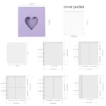 PLRBOK 3 Ring A5 Photo Album with Pockets,Binder Heart Glitter Cover Pretty Notebook Card Book 4×6 10×15 Scrapbook - Image 5