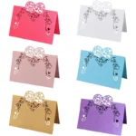50Pcs Laser Cut Heart Shape Place Cards Wedding Name Cards Greeting Message Setting Card Wedding Birthday Party Favor Decoration
