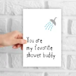 1pc, naughty funny love card for boyfriend, girlfriend, wife, husband, greeting card, you are my favorite shower buddy. - Image 4