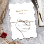 Customized Custom Waveform Wedding Invitation Card Elegant Menu Baptism Christening Party Gift Packaging Decoration Commercial Design Printing Thank You Card