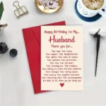 1pc romantic birthday card gift for my husband, a unique husband's birthday greeting card from my wife. Thank you for the husban - Image 3