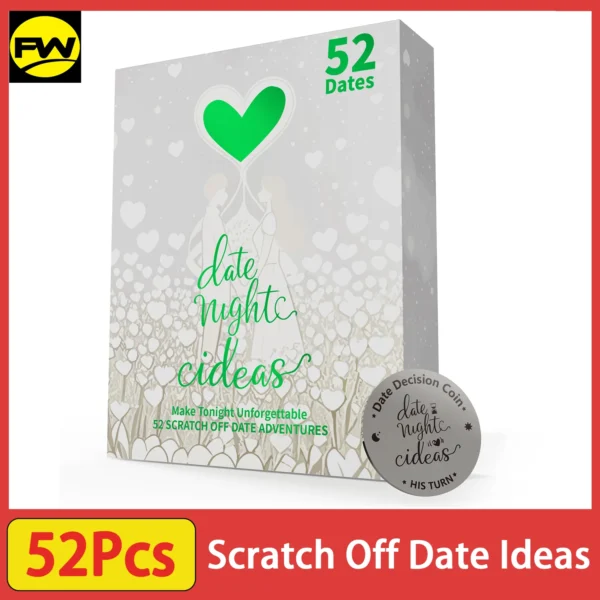 52 Romantic Scratch Off Date Night Ideas Card Game, Couples Games, Perfect Couple Gifts for Him, Couples Gifts for Anniversary