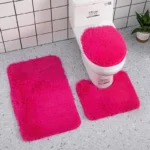 3pc Bathroom Set Rug Mat Toilet Lid Cover Plain Solid Color Bathmats Rugs Kit Non-Slip Fluffy Home Carpets For Bathroom - Image 3